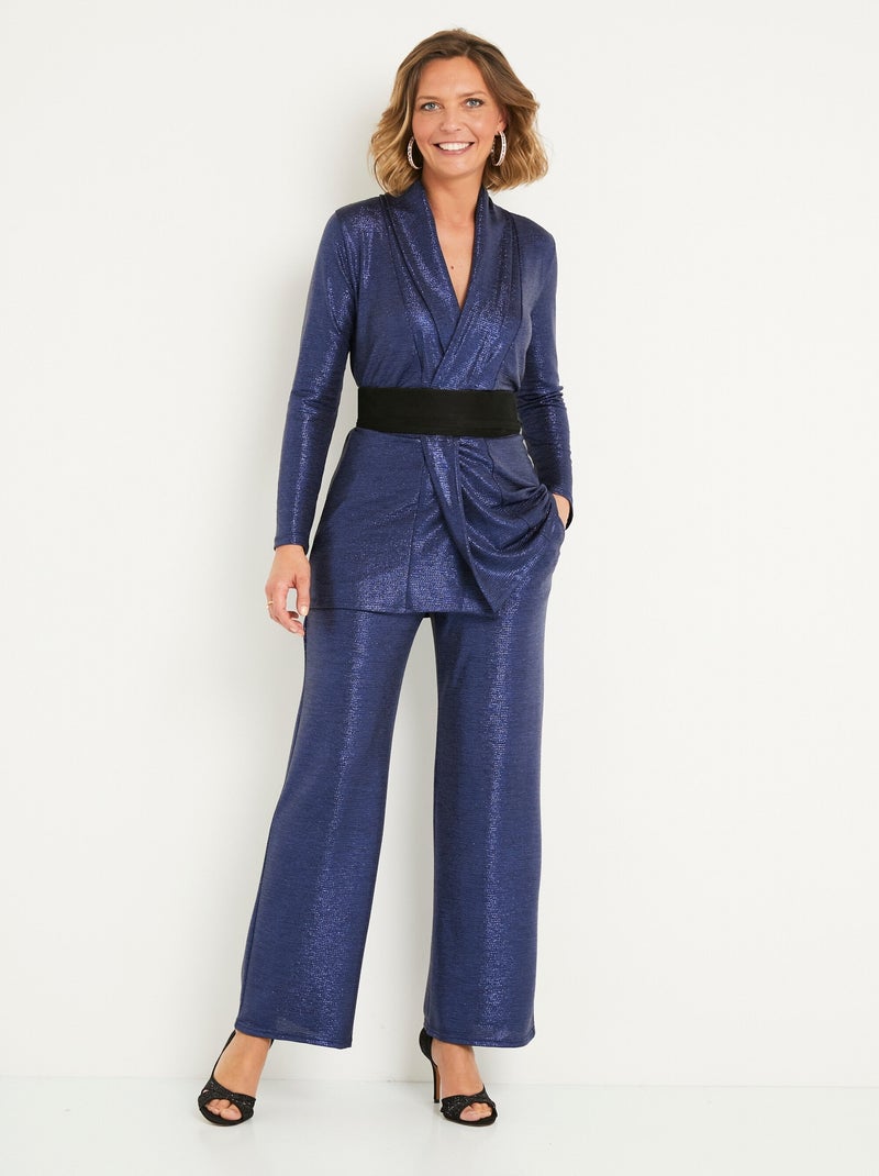 Chaqueta larga formal de punto brillante - AFIBEL Azul noche - Kiabi