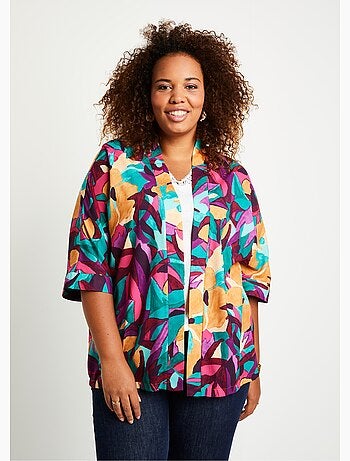 Chaqueta larga holgada con estampado floral - Afibel