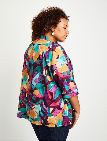 Chaqueta larga holgada con estampado floral - Afibel