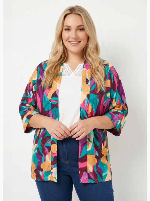 Chaqueta larga holgada con estampado floral - Afibel - Kiabi