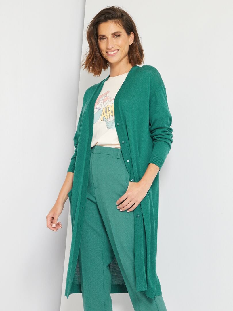 Chaqueta larga lisa de punto AZUL Kiabi 15.00€