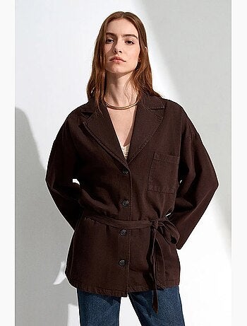Chaqueta larga oversize con cinturón dilvin