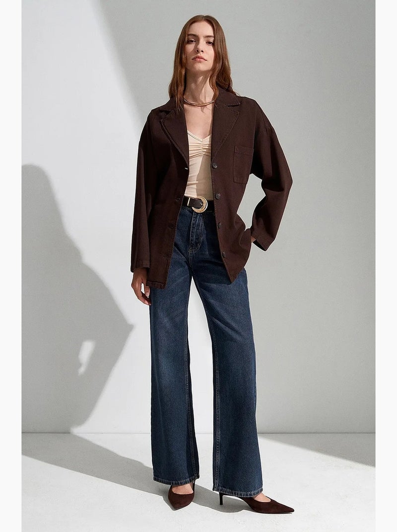 Chaqueta larga oversize con cinturón dilvin Marrón chocolate - Kiabi