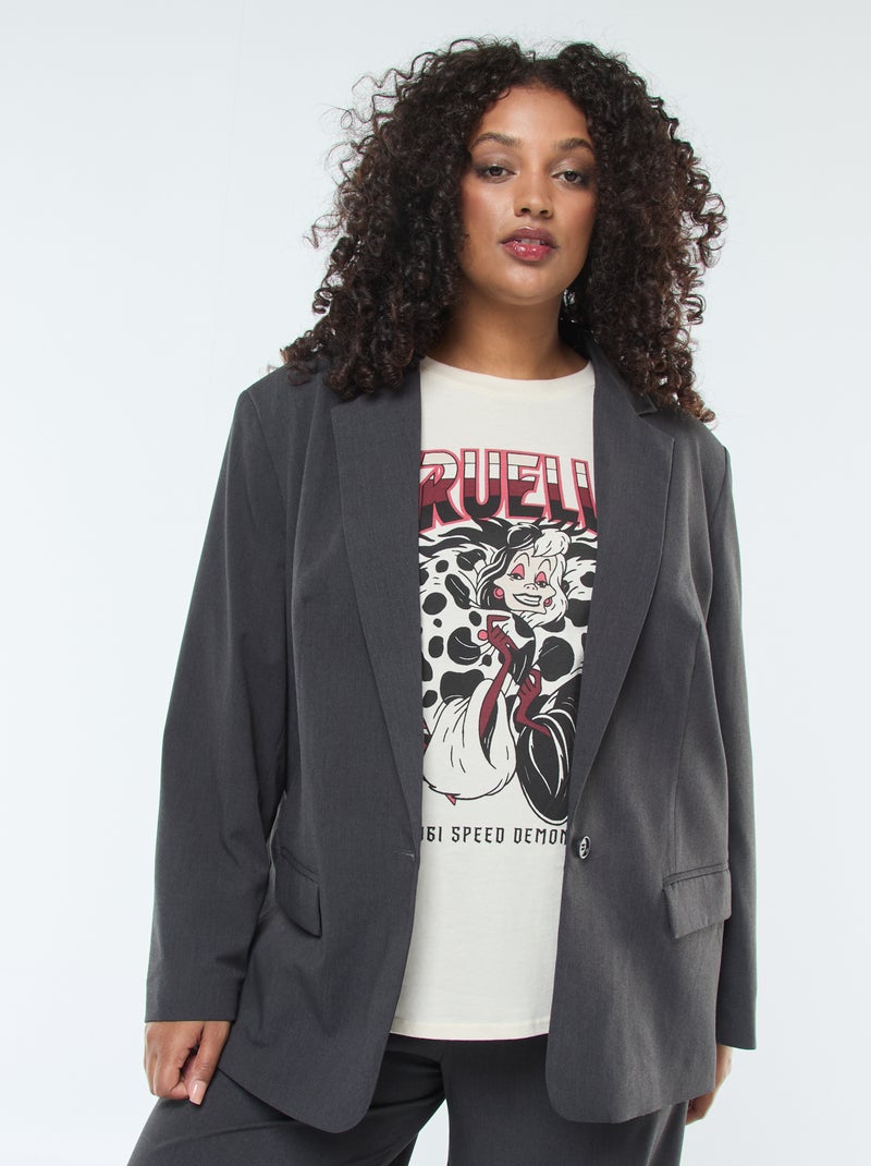 Chaqueta larga oversize Gris - Kiabi