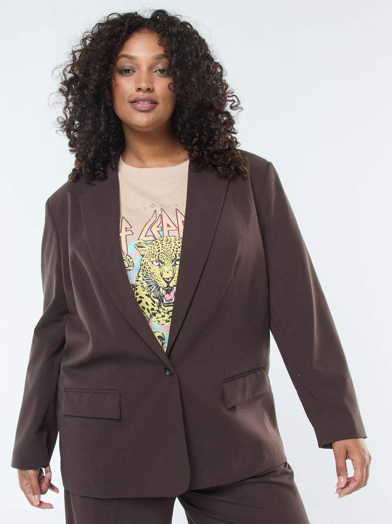 Chaqueta larga oversize Marron - Kiabi