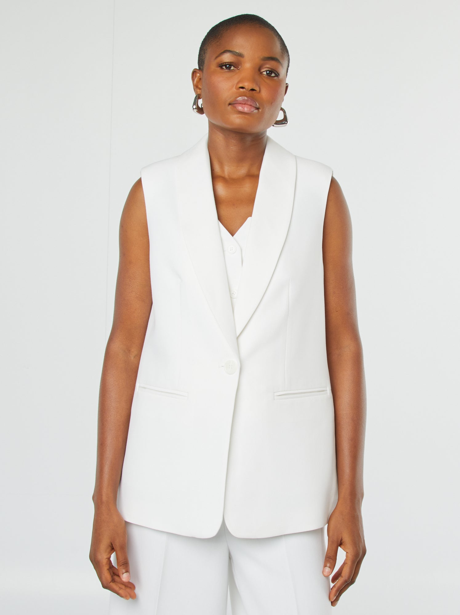 Chaqueta Blanco Traje Chaqueta Elegante Mujer Elegante Trajes De