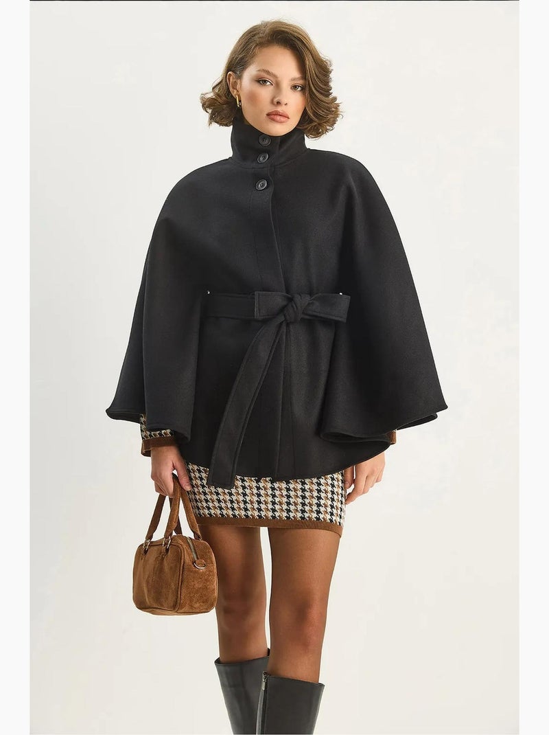 Chaqueta larga texturizada con cierre de botones lucci Negro - Kiabi