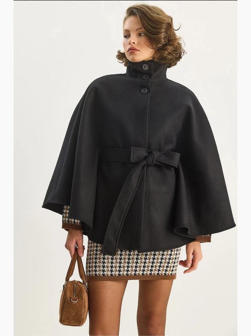 Chaqueta larga texturizada con cierre de botones lucci Negro - Kiabi