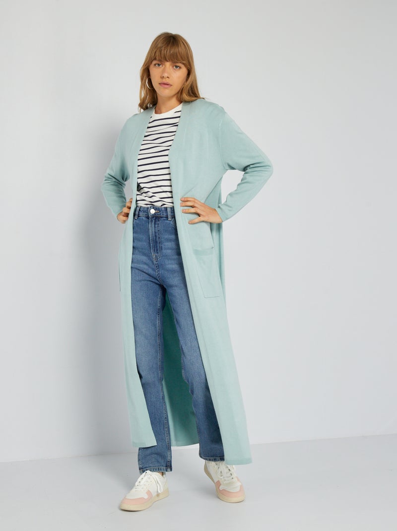 Chaqueta larga y abierta de viscosa vaporosa AZUL - Kiabi