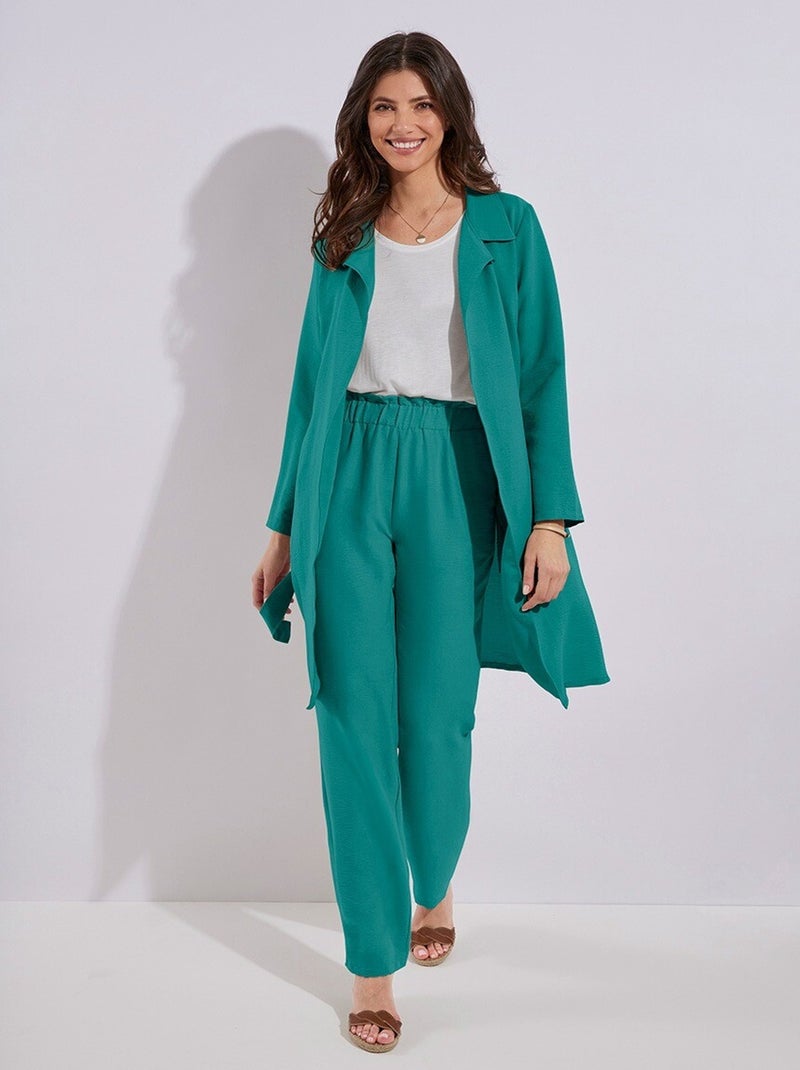 Chaqueta larga y fluida estilo abrigo Verde esmeralda - Kiabi