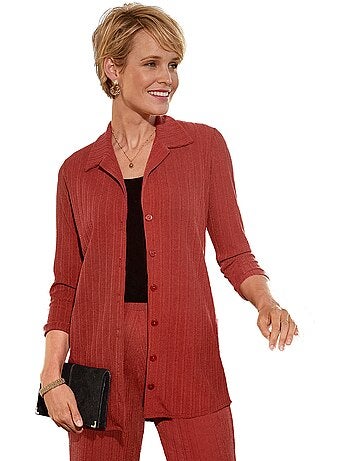 Chaqueta ligera con cuello camisero y punto fantasía. - AFIBEL