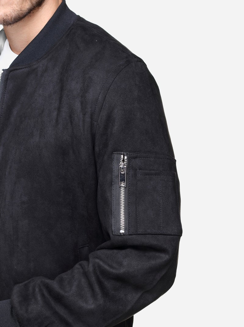 Chaqueta lisa de ante sintético - Frilivin Negro - Kiabi