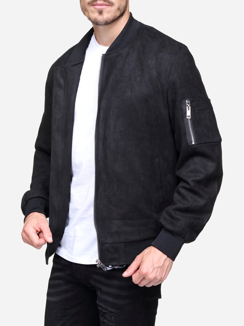 Chaqueta lisa de ante sintético - Frilivin Negro - Kiabi