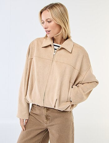 Chaqueta de ante sintético lisa