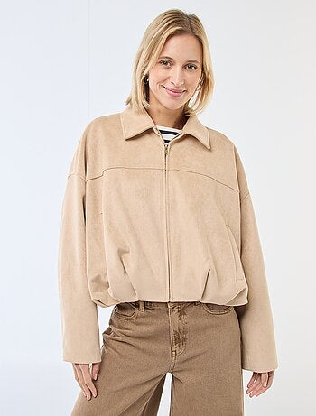 Chaqueta de ante sintético lisa