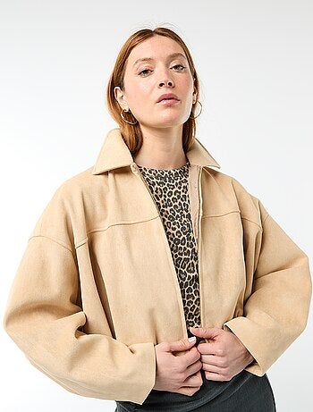 Chaqueta lisa de ante sintético