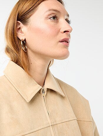 Chaqueta lisa de ante sintético