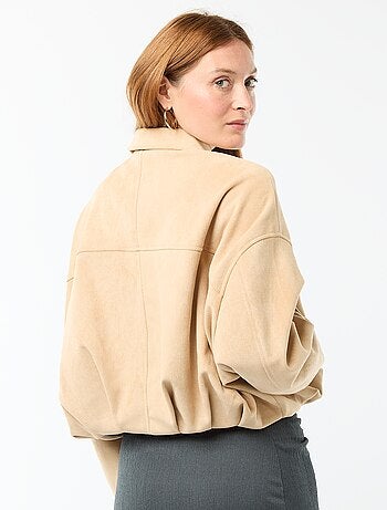 Chaqueta lisa de ante sintético