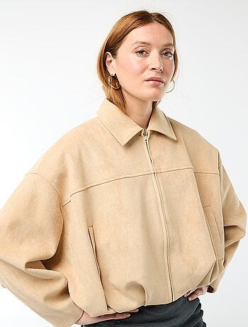 Chaqueta lisa de ante sintético