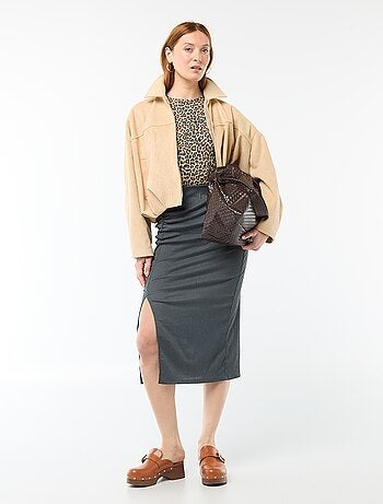 Chaqueta lisa de ante sintético