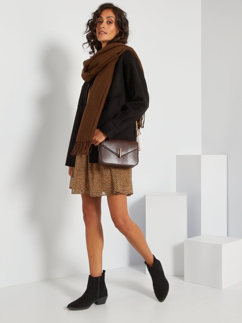 Chaqueta lisa de antelina Negro - Kiabi