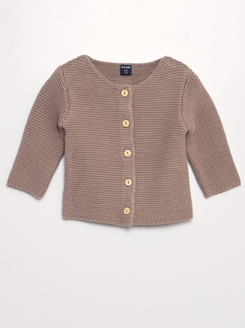 Chaqueta lisa de punto tricotado BEIGE - Kiabi