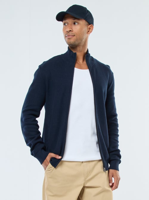 Chaqueta lisa de punto y cuello alto - Kiabi