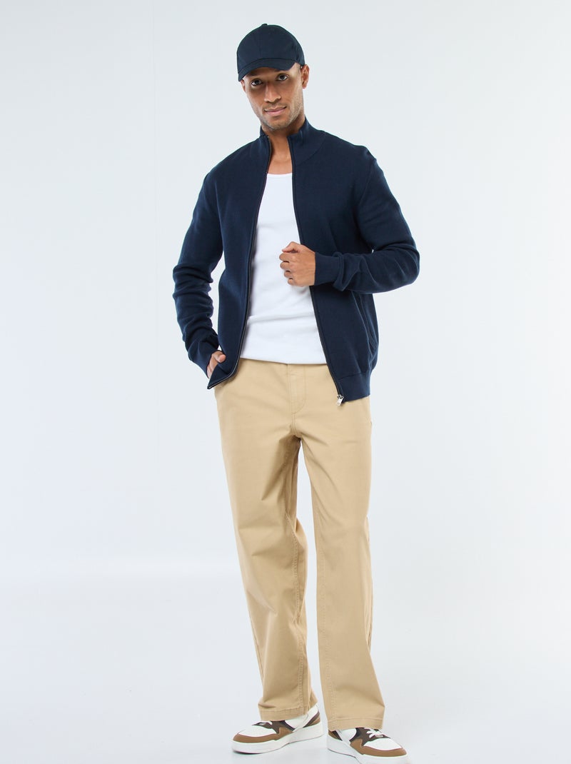 Chaqueta lisa de punto y cuello alto Azul - Kiabi