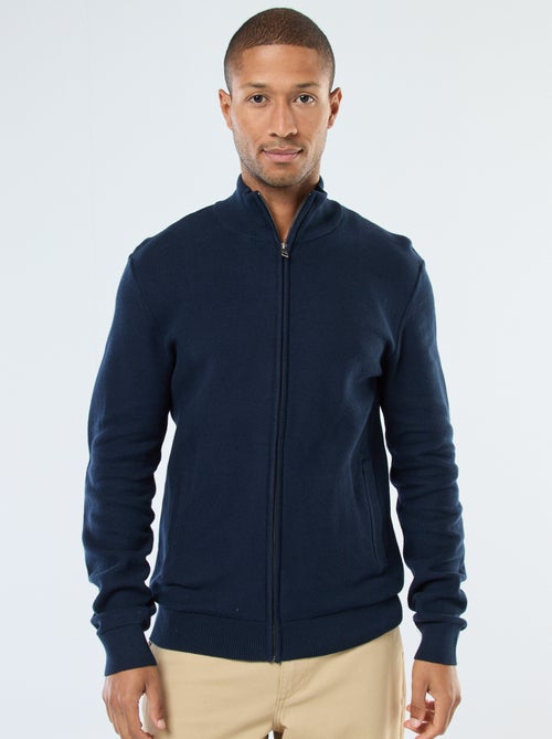 Chaqueta lisa de punto y cuello alto - Kiabi