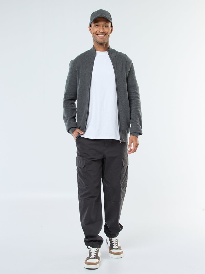 Chaqueta lisa de punto y cuello alto Gris - Kiabi