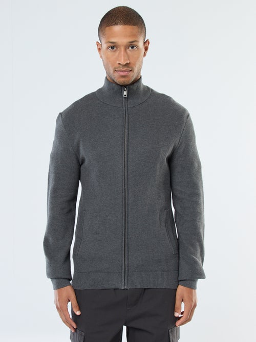 Chaqueta lisa de punto y cuello alto - Kiabi