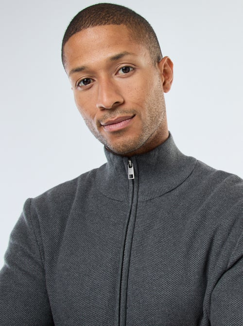 Chaqueta lisa de punto y cuello alto - Kiabi