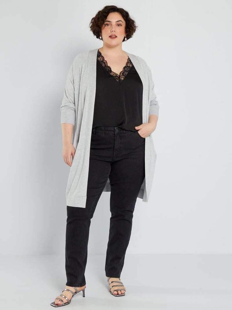 Chaqueta midi de punto GRIS - Kiabi