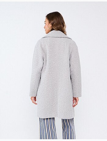 Chaqueta midi efecto bouclé, mo fashion