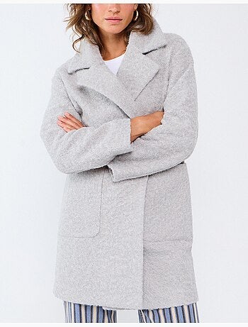 Chaqueta midi efecto bouclé, mo fashion