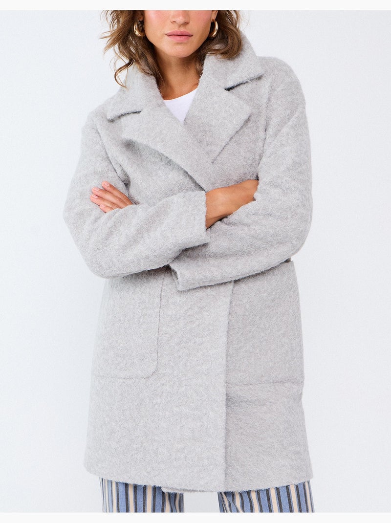 Chaqueta midi efecto bouclé, mo fashion Gris - Kiabi