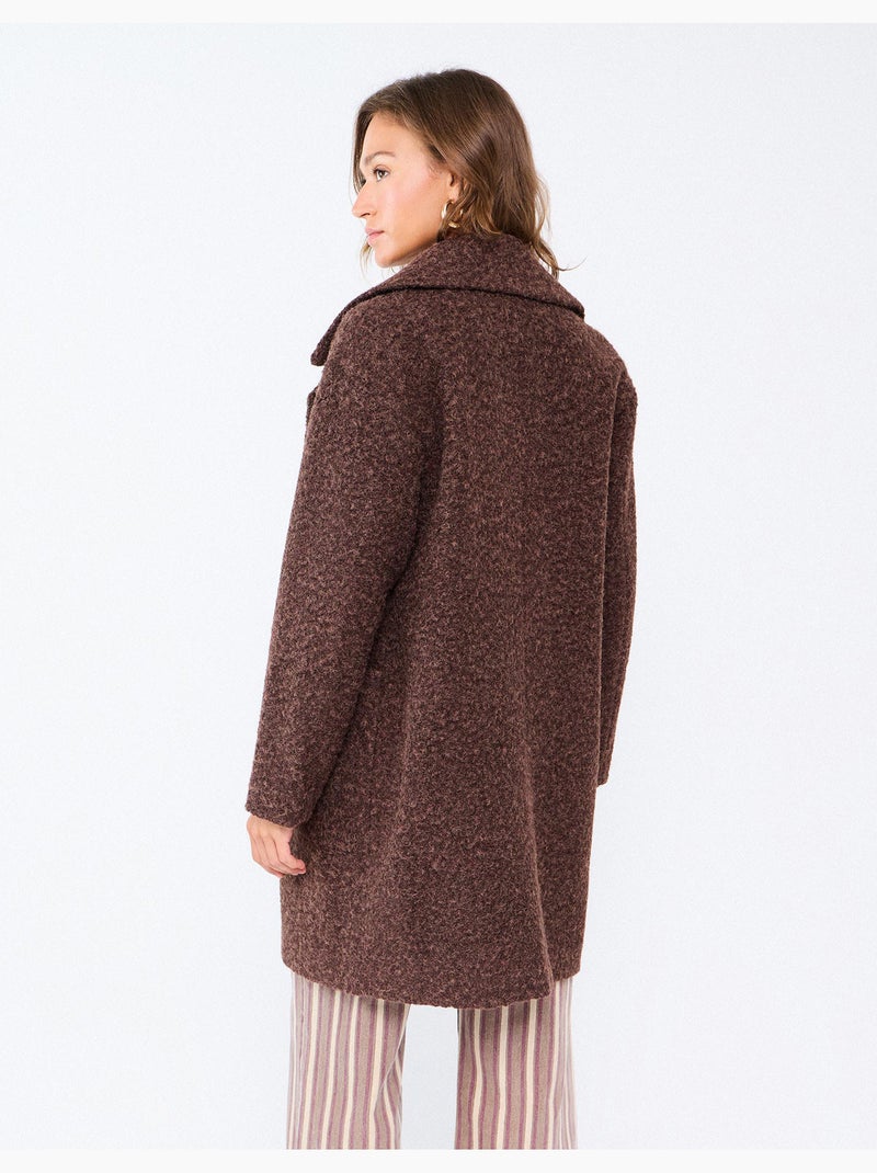 Chaqueta midi efecto bouclé, mo fashion Marrón - Kiabi