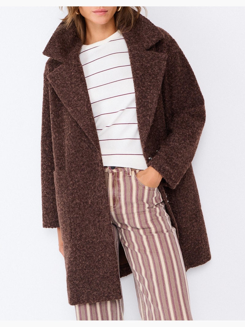 Chaqueta midi efecto bouclé, mo fashion Marrón - Kiabi