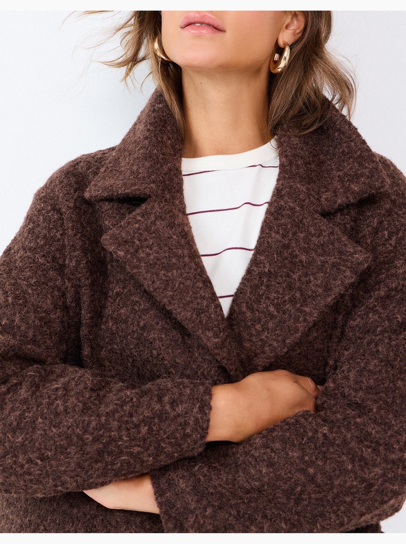 Chaqueta midi efecto bouclé, mo fashion Marrón - Kiabi