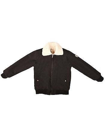 Chaqueta negra para niño | Forro y cuello de piel sintética | TOP GUN