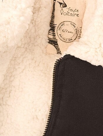 Chaqueta negra para niño | Forro y cuello de piel sintética | TOP GUN