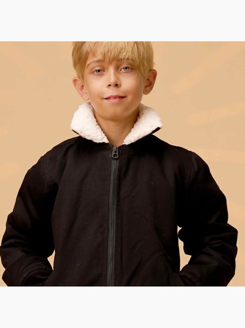 Chaqueta negra para niño | Forro y cuello de piel sintética | TOP GUN - Kiabi