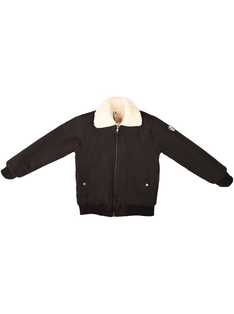 Chaqueta negra para niño | Forro y cuello de piel sintética | TOP GUN Negro Blanco - Kiabi