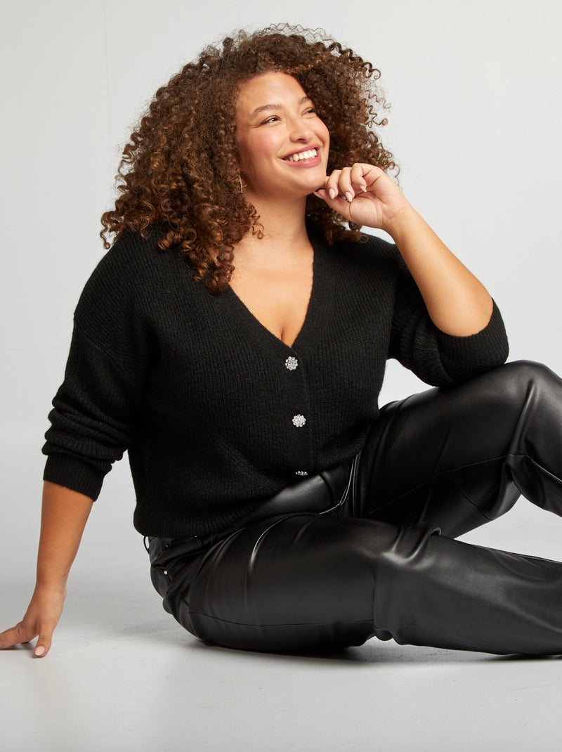 Chaqueta oversize con cierre de botones negro - Kiabi