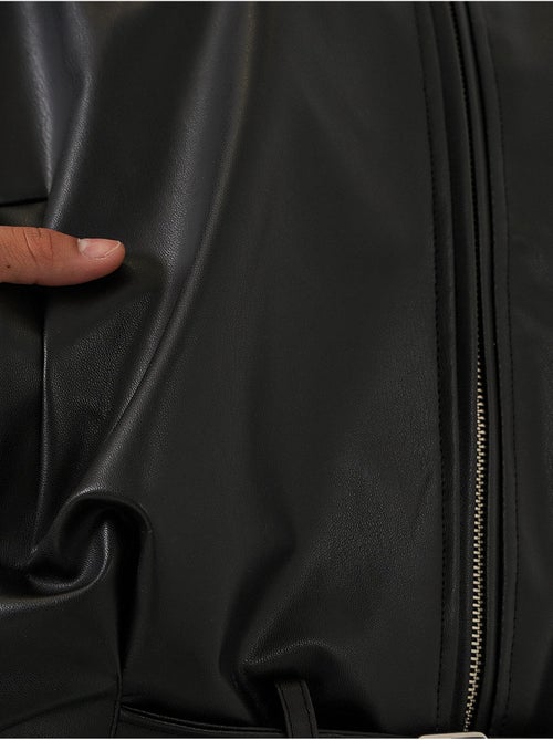 Chaqueta oversize de piel sintética con cinturón bdart - Kiabi Chaqueta oversize de piel sintética con cinturón bdart - Kiabi