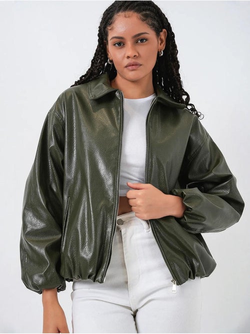 Chaqueta oversize de piel sintética con cremallera bdart - Kiabi