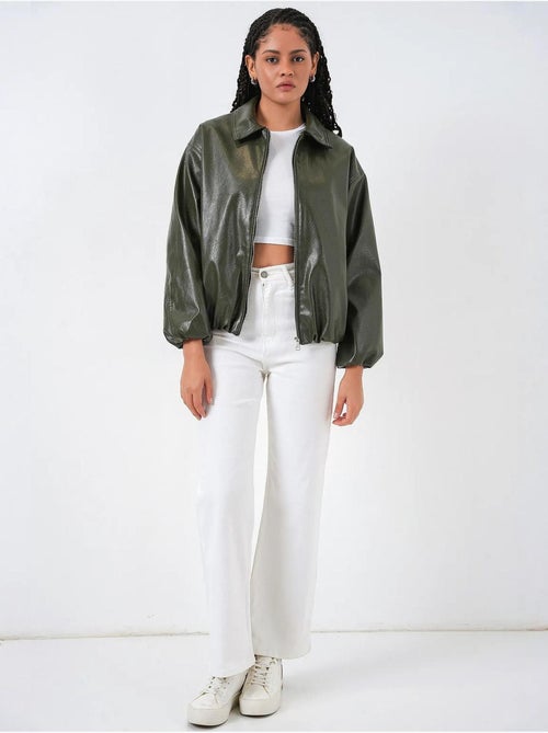 Chaqueta oversize de piel sintética con cremallera bdart - Kiabi
