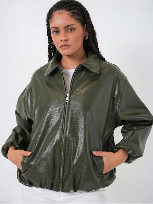 Chaqueta oversize de piel sintética con cremallera bdart - Kiabi