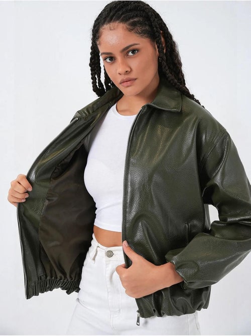 Chaqueta oversize de piel sintética con cremallera bdart - Kiabi