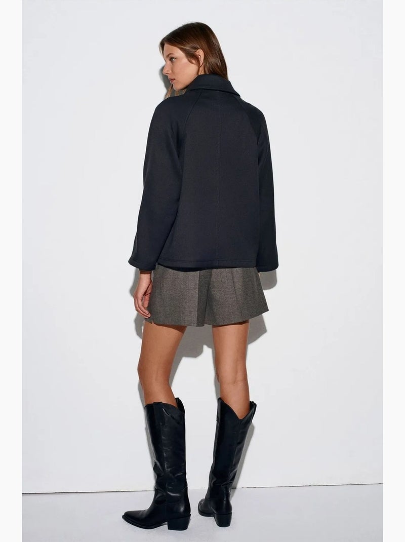 Chaqueta oversize de tejido con efecto peluche con botones dilvin Negro - Kiabi